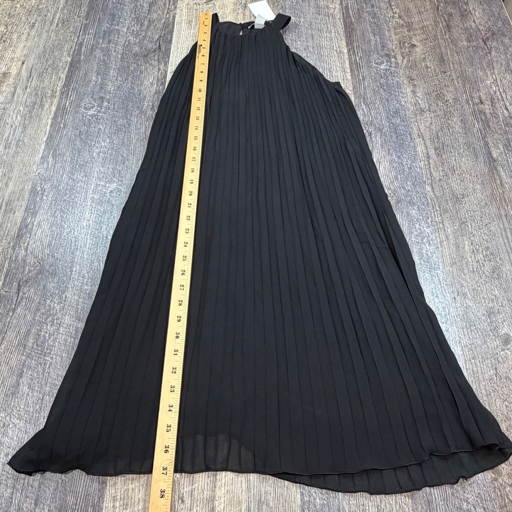 H&M Pleated Halter Dress Women Small Black Chiffon Sleeveless - Picture 8 of 9